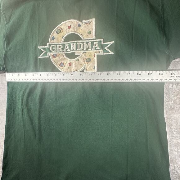 Vintage Grandma G Applique T-Shirt Women's L Floral Green Crewneck USA Tee Boxy - Picture 5 of 7